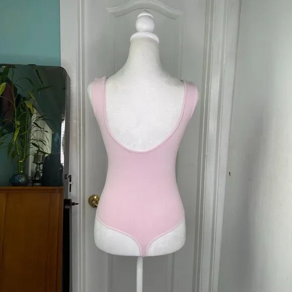 Intimately Free People Ballet Bodysuit Light Pink Sleeveless V-Neck, Small #312 - Picture 4 of 6
